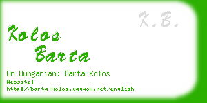 kolos barta business card
